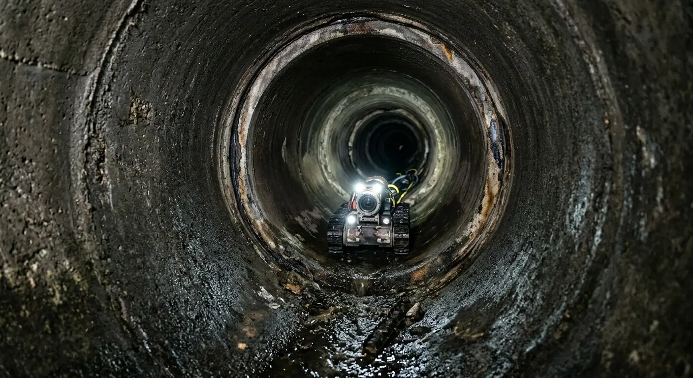 Robotic sewer camera inspecting pipe interior for Sewer Line Repair in Morton